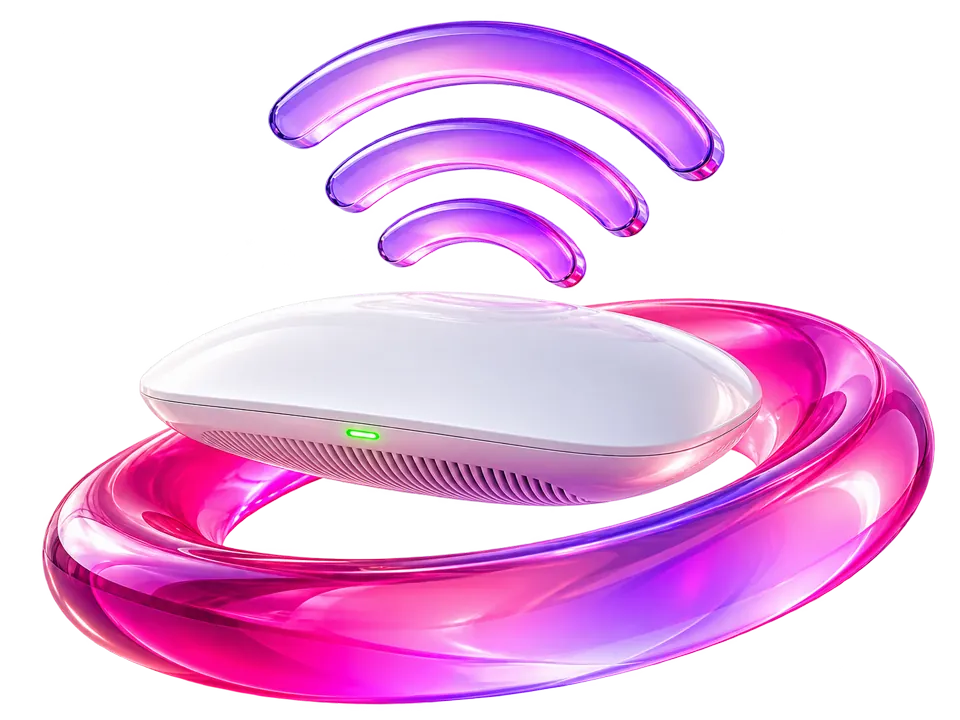 Ilustrácia moderného Wi-Fi pripojenia vo farbách GLOBYNET